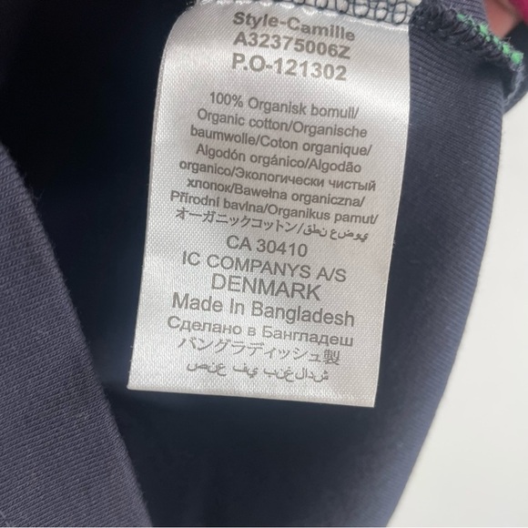 Jackpot Daily Organic Cotton Embroidered Floral Tee Shirt Navy Blue Small Boho - Picture 5 of 6